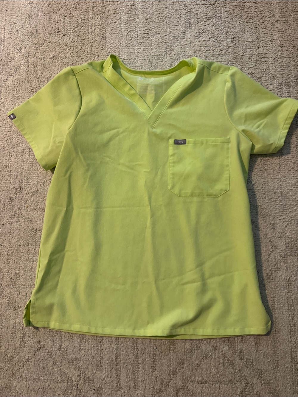 Figs Women's Lime Green V-Neck Medical Scrub Top